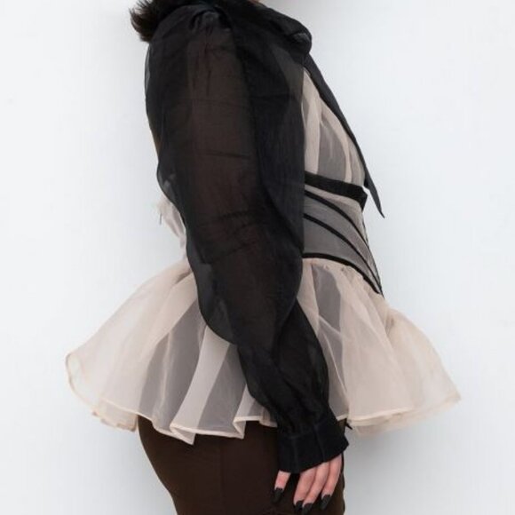 PLUS BLACK TIE PEPLUM BLOUSE ( BRAND NEW !!!!!! ) - Picture 6 of 8